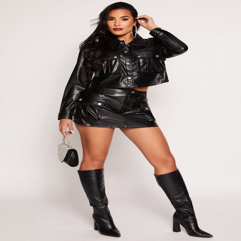 Almost Famous Faux Leather Cargo Skort