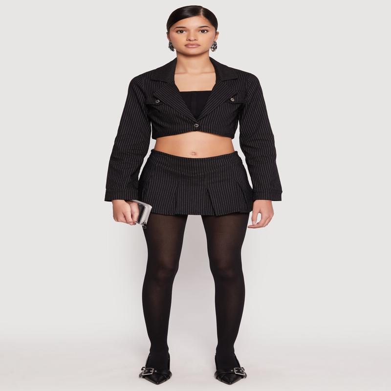 Almost Famous Pinstripe Pleated Mini Skirt