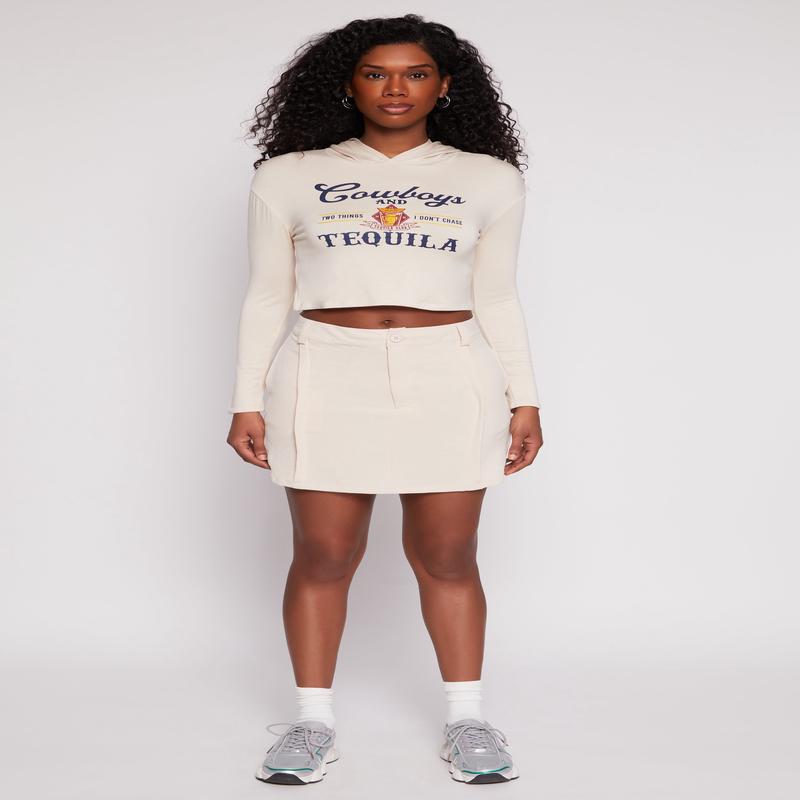 Cowboys and Tequila Hooded Crop Top