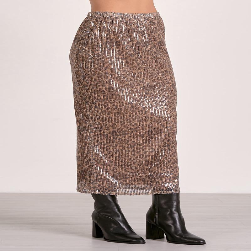 Elan Cheetah Sequin Skirt