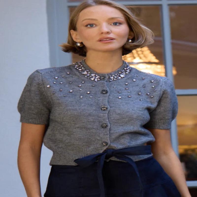 Stellah Jewel Neck Cardigan