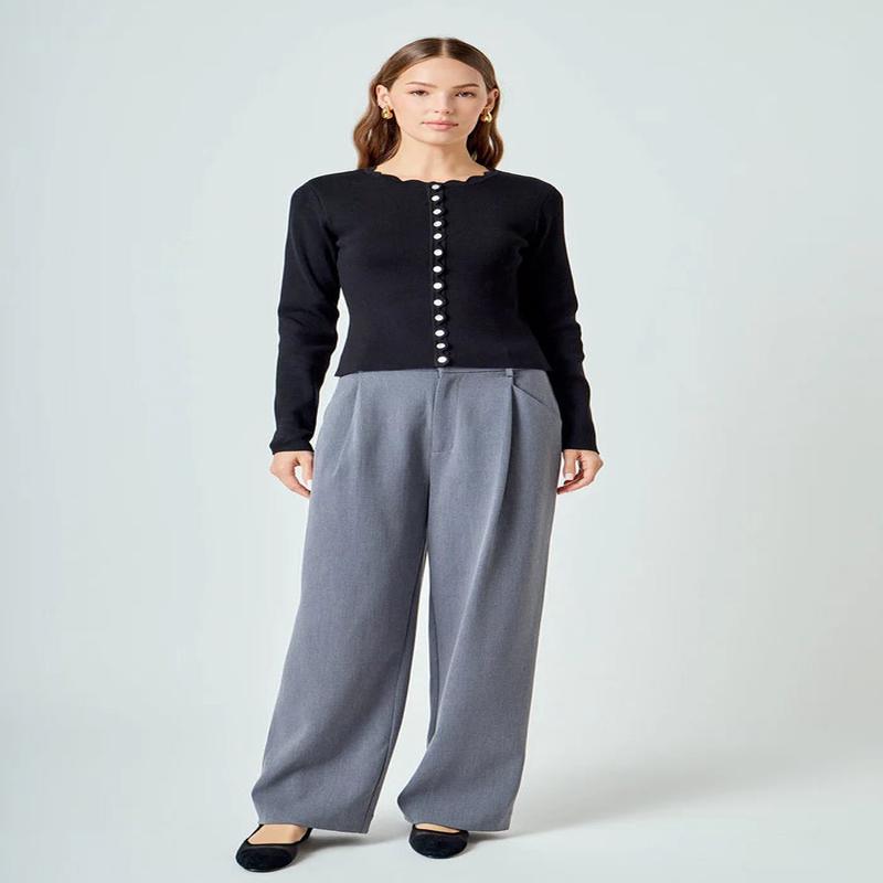 American Poet Scalloped Accent Cardigan