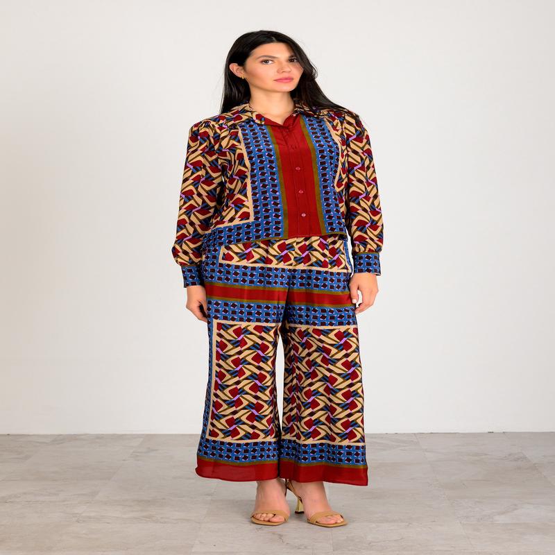 Lavender Brown Paola Geometric Blouse