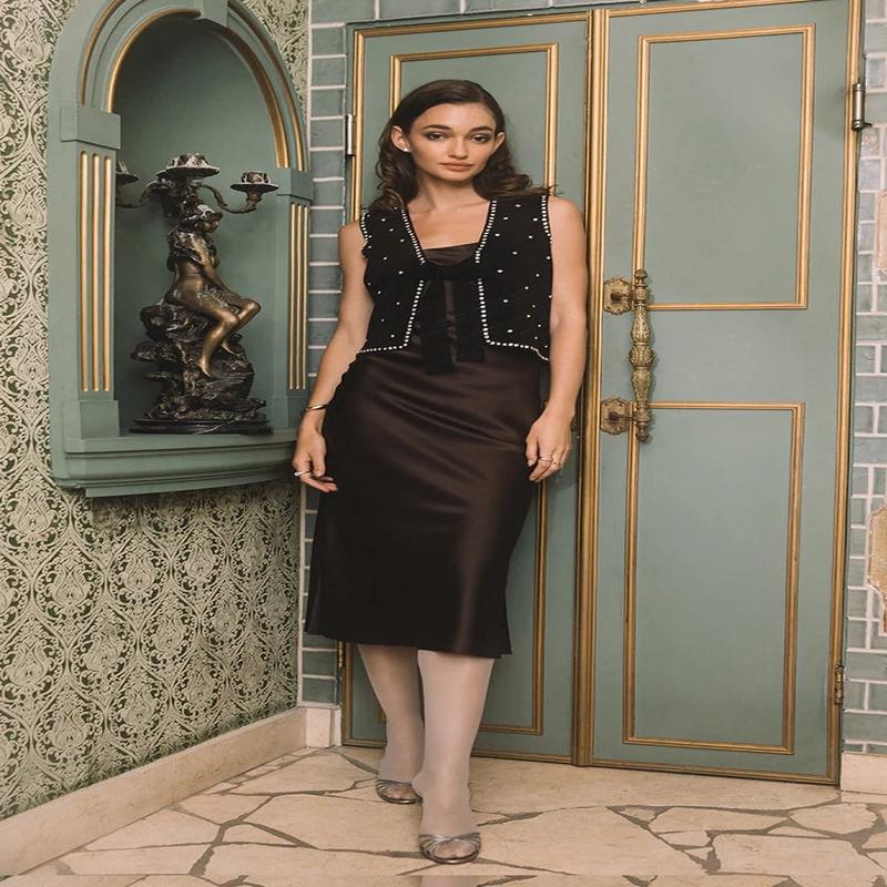 Madison Bejeweled Tie Front Vest