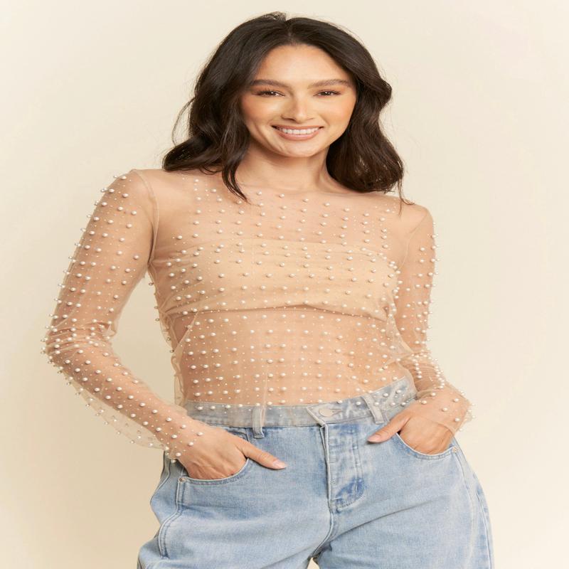 61 Jane Bead & Pearl Mesh Top