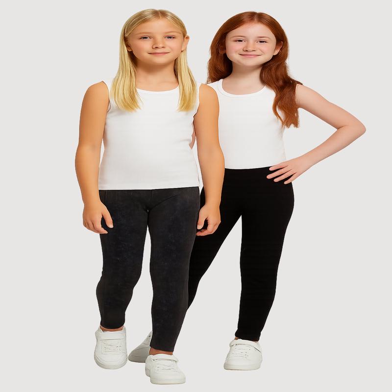 Girls Rib Knit Seamless Leggings 2 Pack