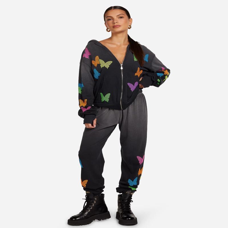 Lauren Moshi Tanzy Neon Butterfly Sweatpants