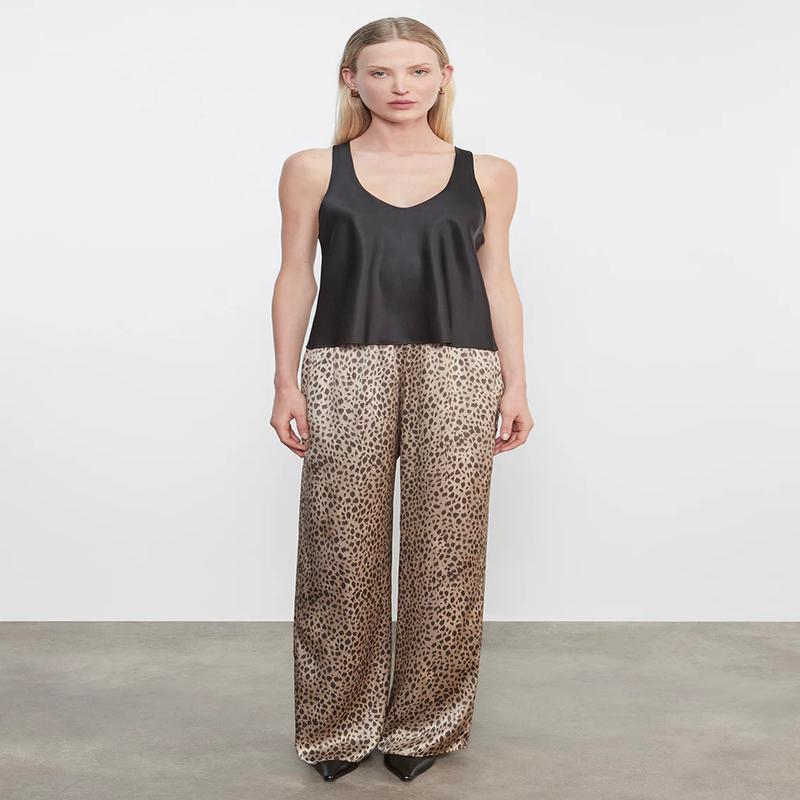 Enza Costa Silk Satin Cheetah Pants
