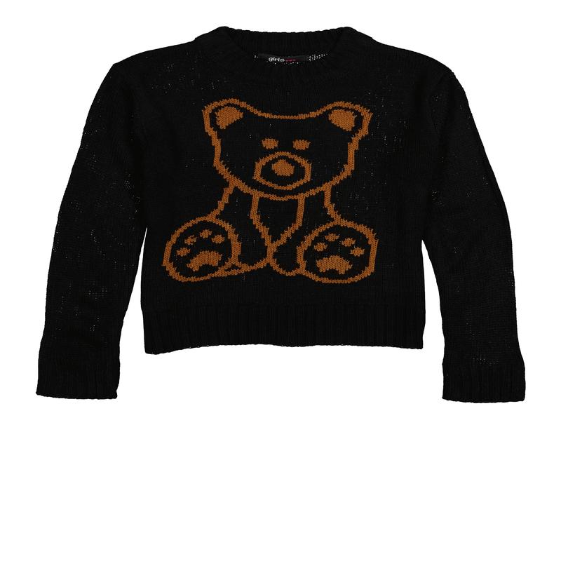 Girls Bear Graphic Pullover Sweater