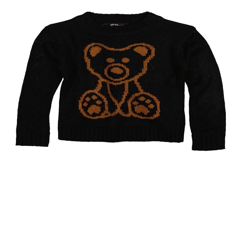 Little Girls Bear Graphic Pullover Sweater