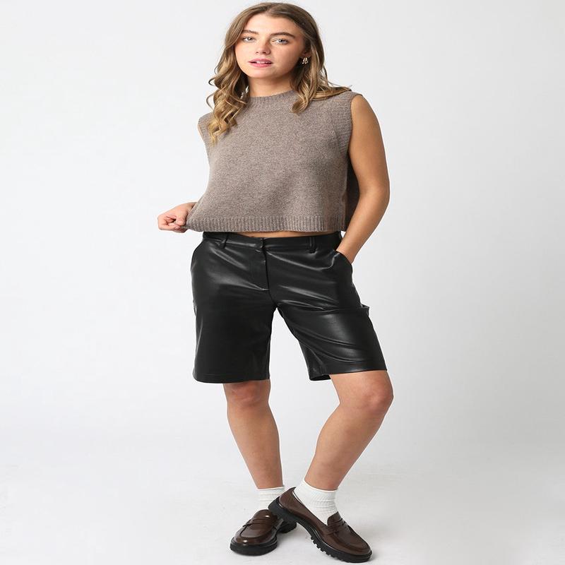 Olivaceous Karly Vegan Leather Shorts