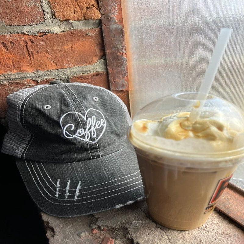 Heart and Coffee Embroidered Trucker Hat *Online Only*