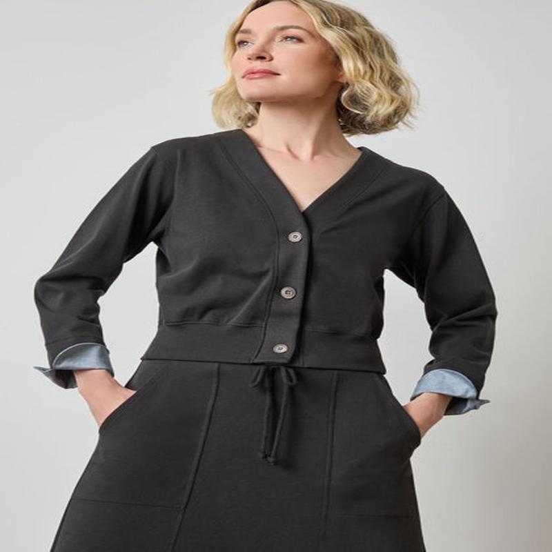 Lilla P Chambray Cuff Cardigan