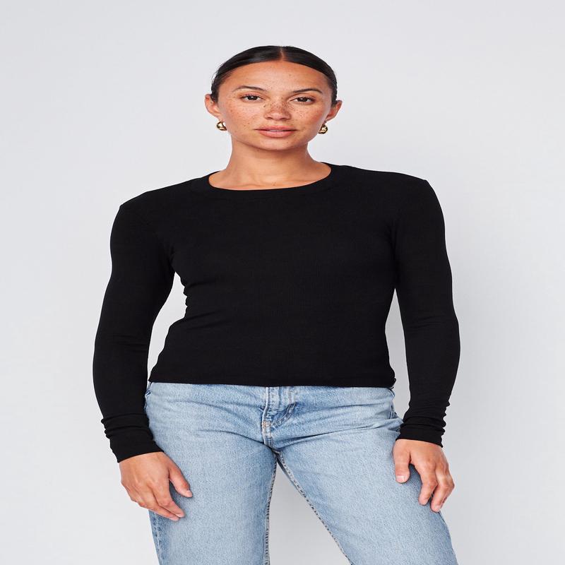 Stateside Fine 2x1 Ribbed Long Sleeve Crewneck Shirt