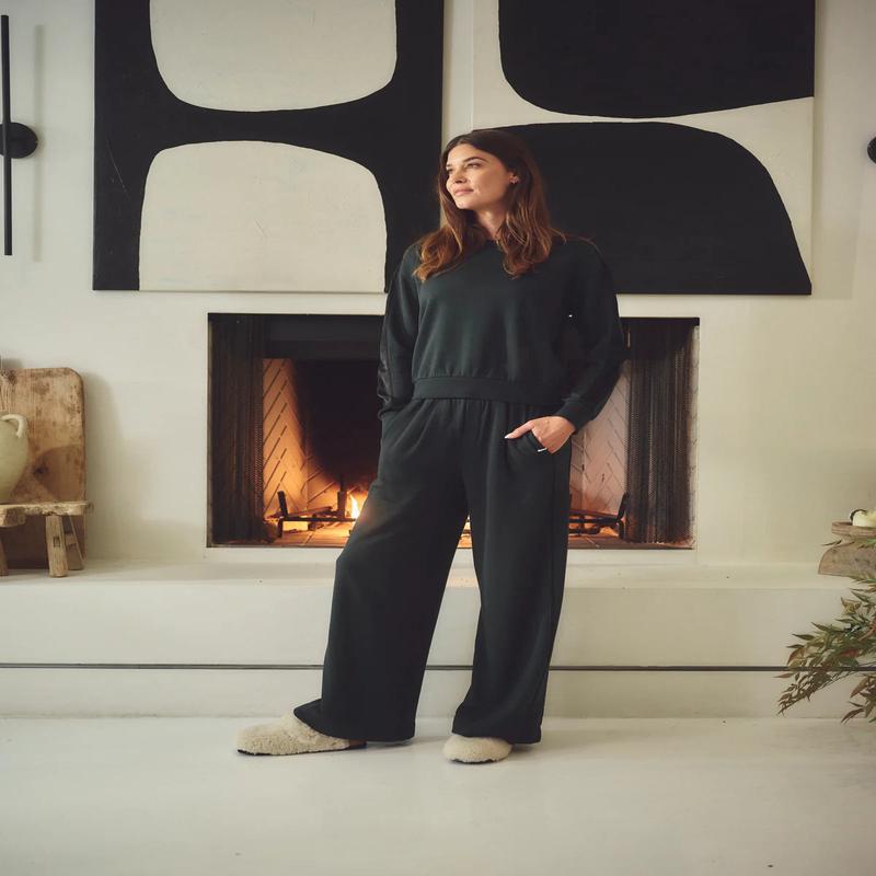 Stateside Satin Trimmed Wide Leg Pants