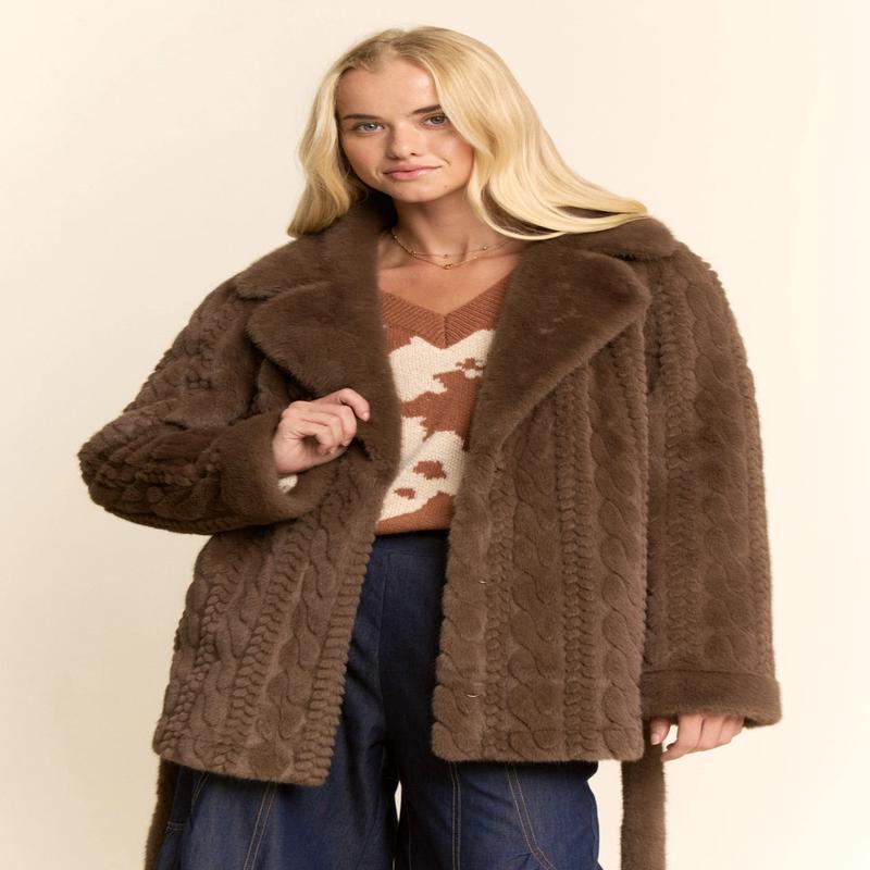 61 Jane Belted Faux Fur Coat