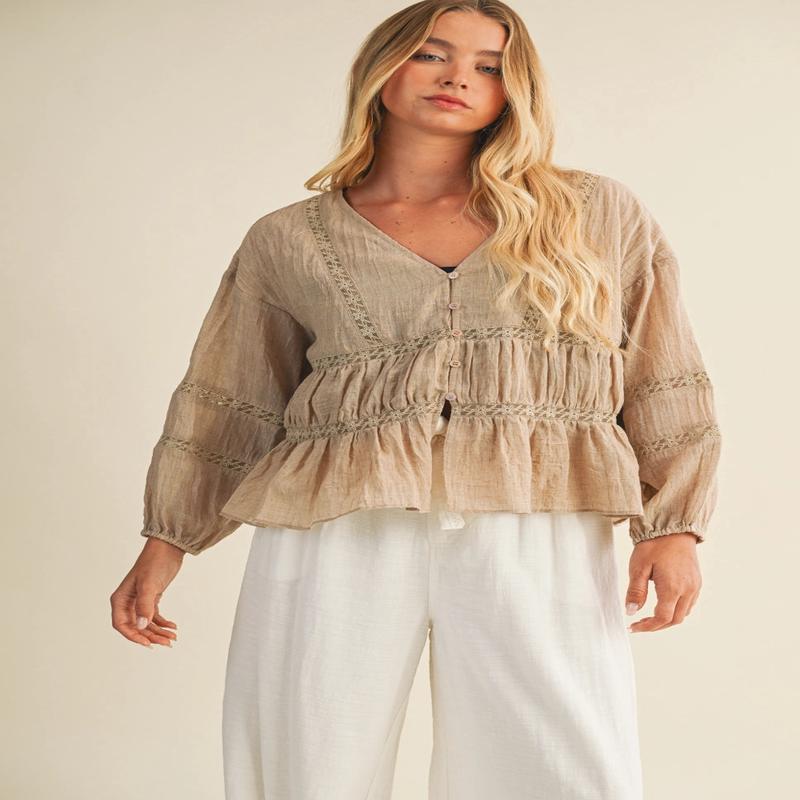 Love & Luxury V Neck Ruffle Blouse