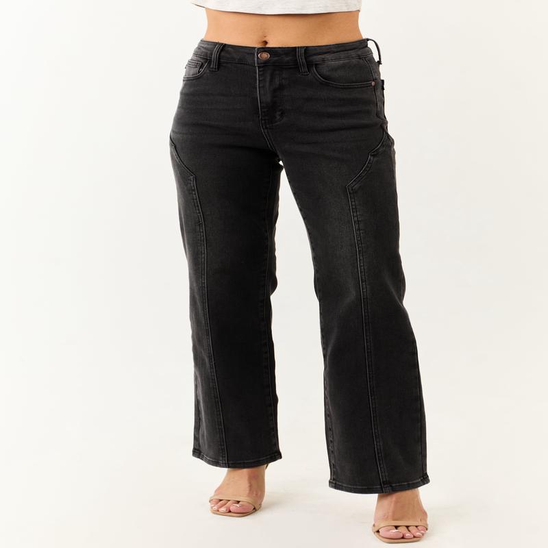 Judy Blue Black Washed Stretchy Straight Leg Jeans