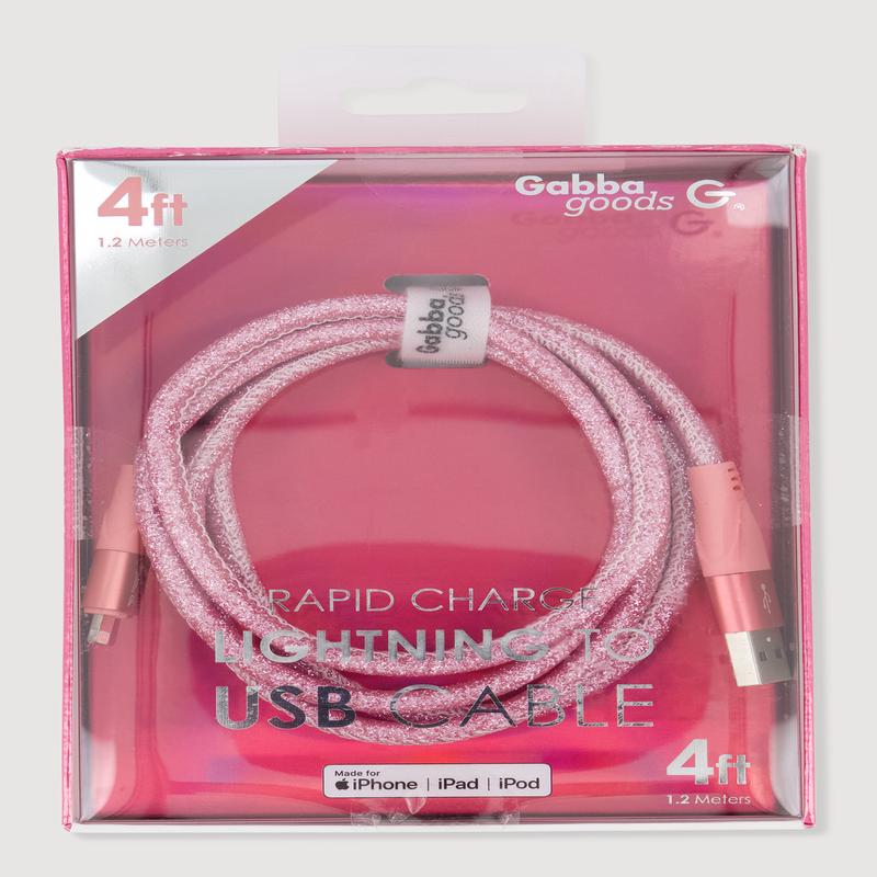 Glitter Rapid Charge Lightning to USB Cable 4 FT