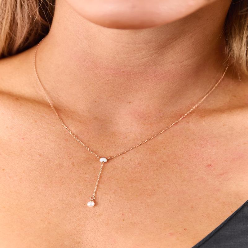 Rose Gold Metallic Dipped Teardrop Necklace