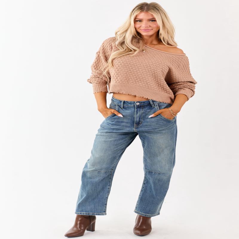 Mica Denim Medium Vintage Wash Stretchy Barrel Jeans