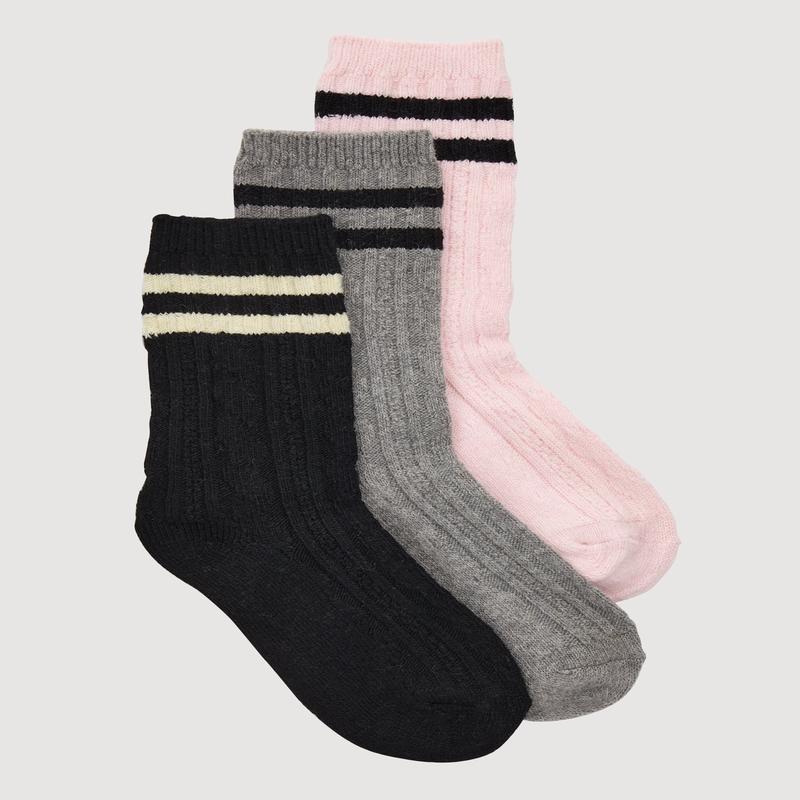 Striped Detail Boot Socks 3 Pack