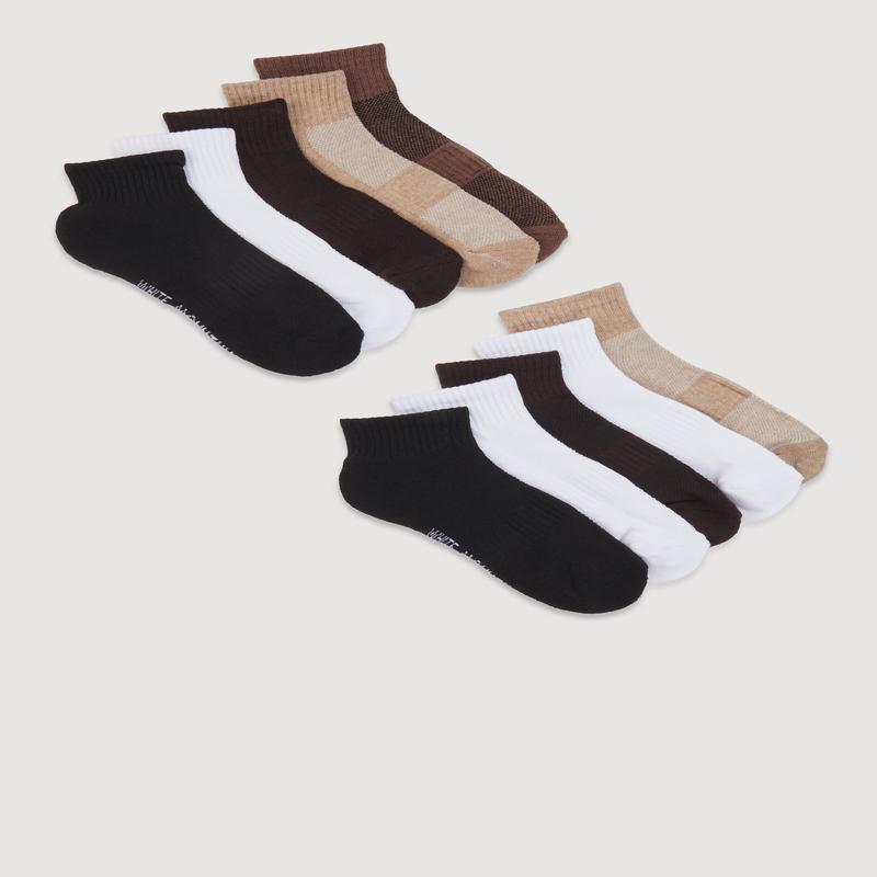 Marled Performance Quarter Socks 10 Pack Size 4-10