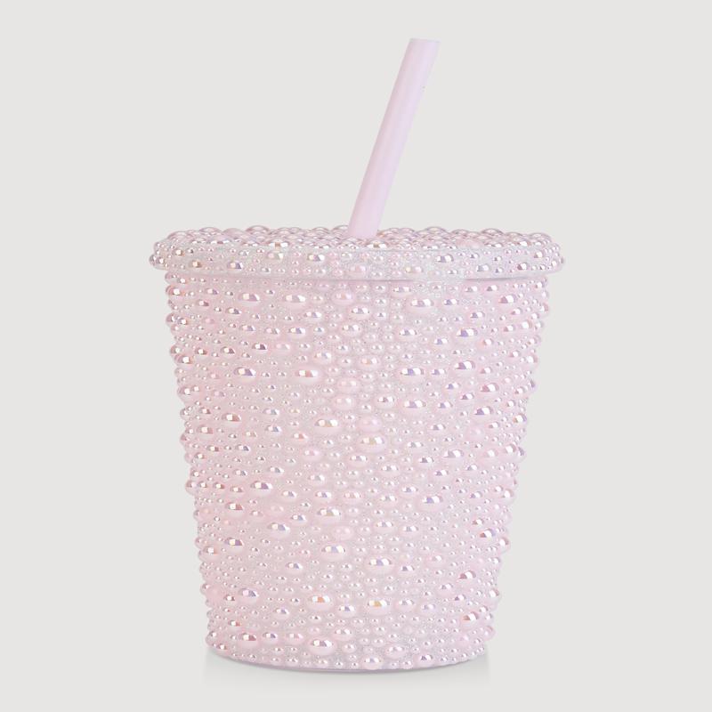 Faux Pearl Studded Tumbler and Straw