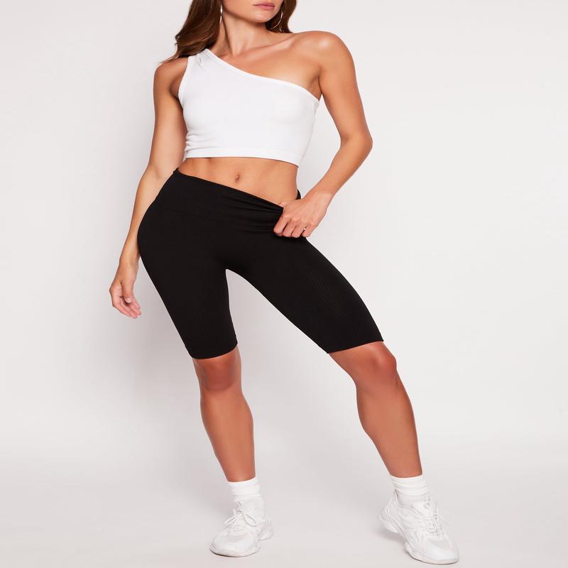 Solid Seamless Ribbed Biker Shorts