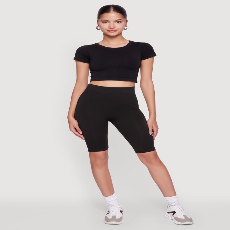 Trendy Seamless 9 Inch High Waisted Biker Shorts