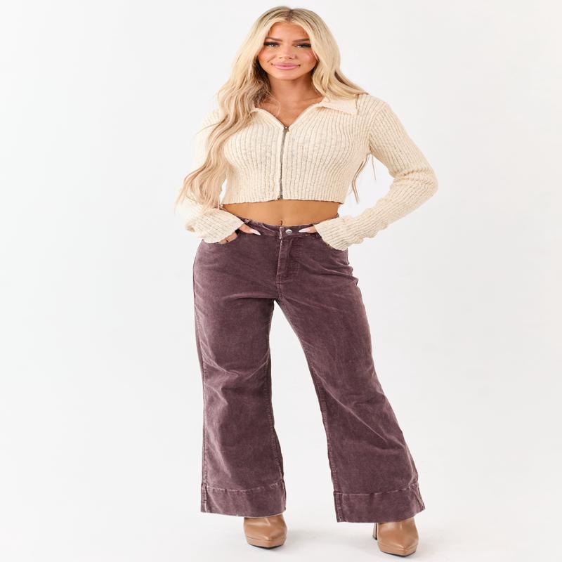 Sienna Mineral Wash Corduroy Flare Pants