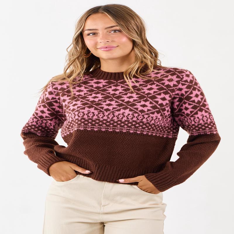 Chocolate and Punch Geometric Print Sweater