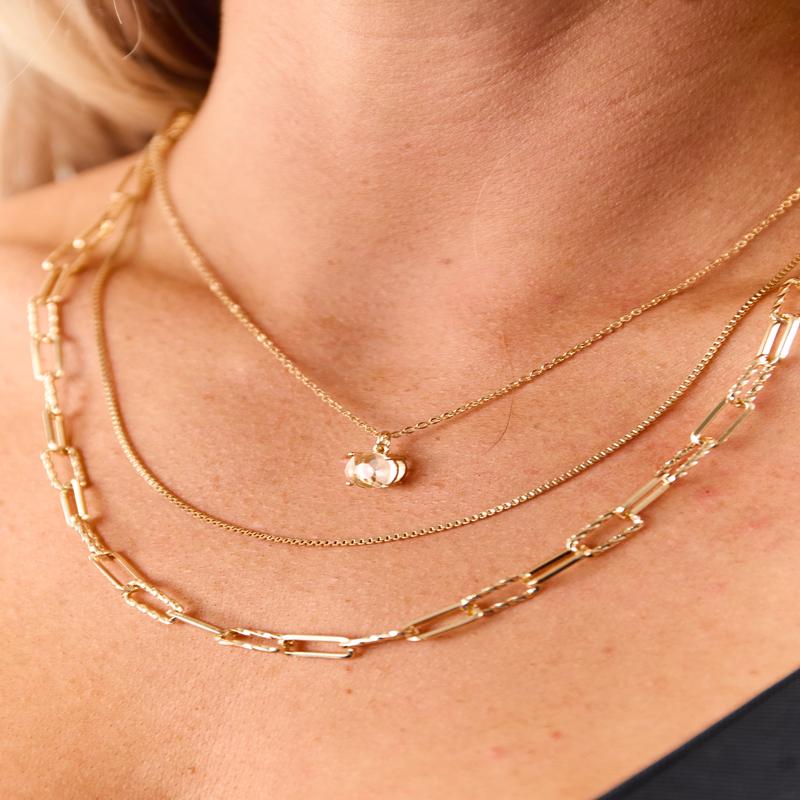 Gold Layered Rhinestone Necklace and Earrings Set