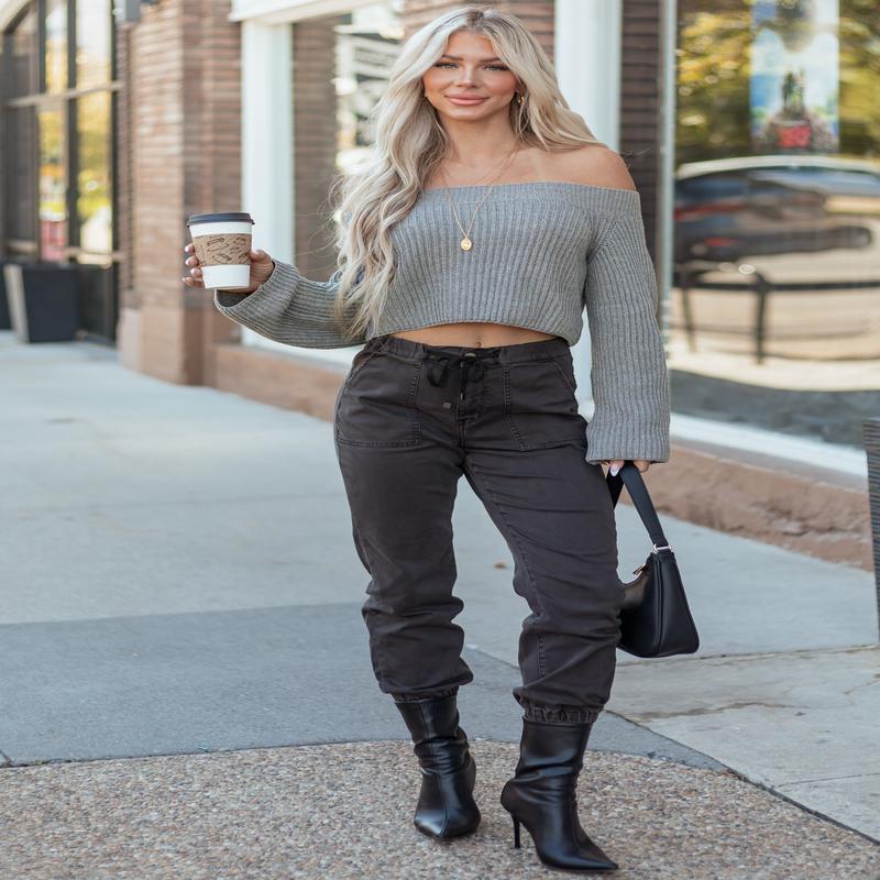 Mica Denim Stormy Grey Cropped Jogger Jeans