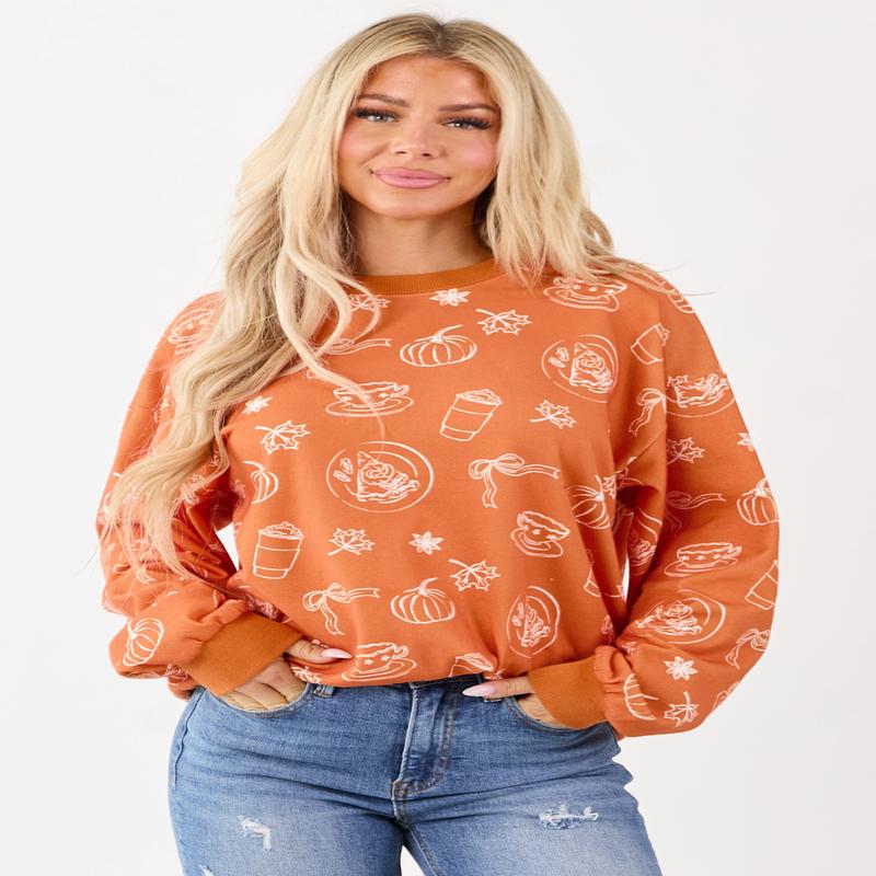 Pumpkin Spice Fall Graphic Relaxed Sweater