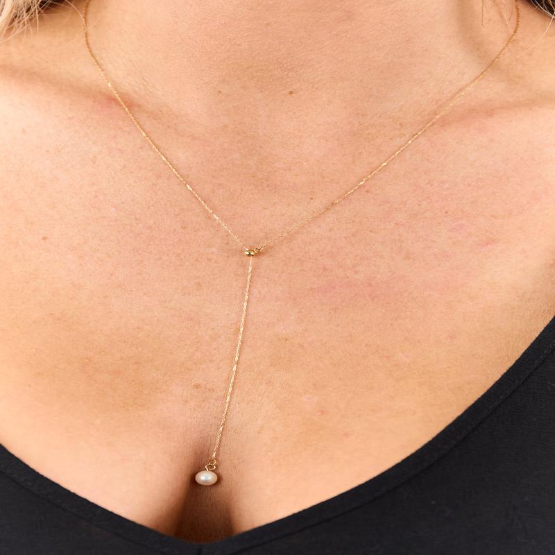 Gold Chain Pearl Charm Pendant Necklace