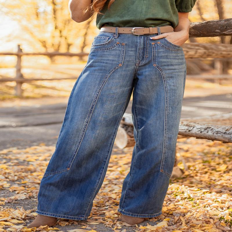 Hidden Medium Wash Wide Leg High Rise Jeans