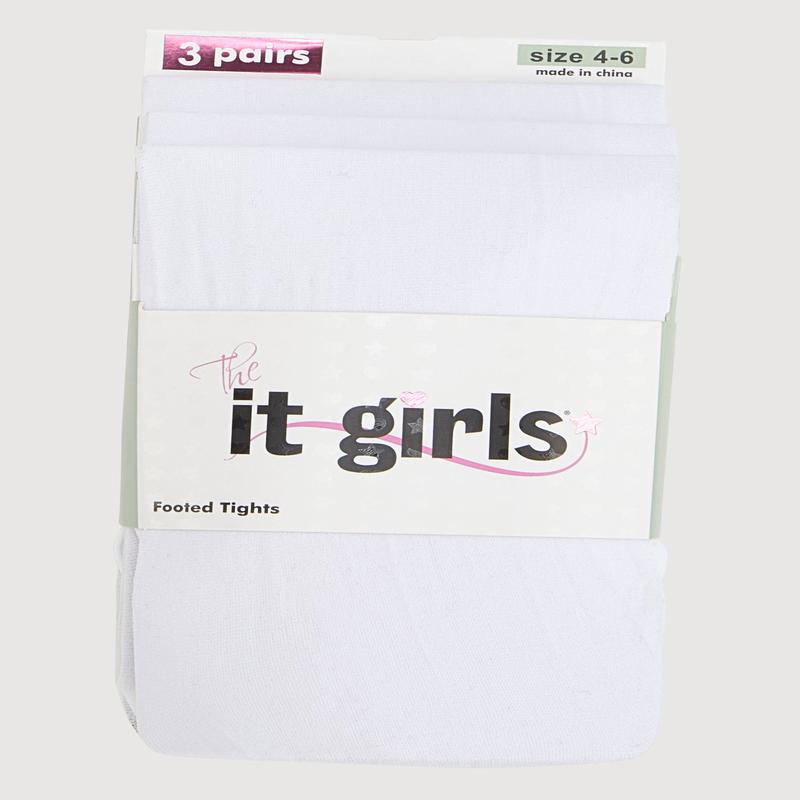 Little Girls Basic Footed Tights 3 Pack Size 4-6