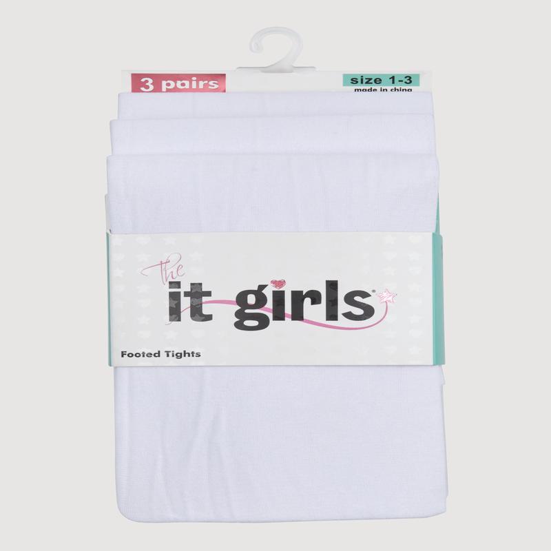 Little Girls Footed Tights 3 Pack Size 1-3