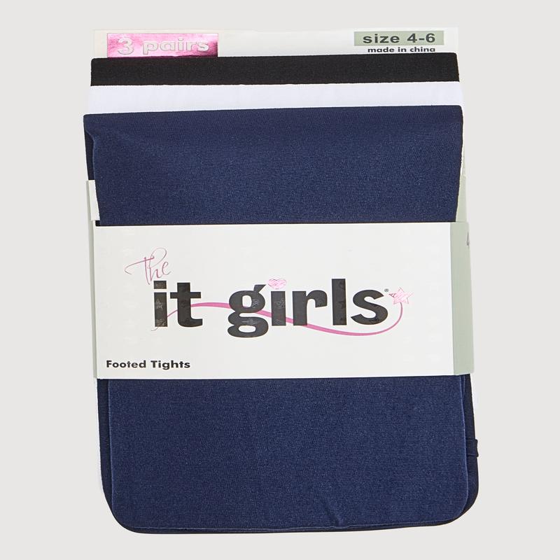 Little Girls Footed Tights 3 Pack Size 4-6