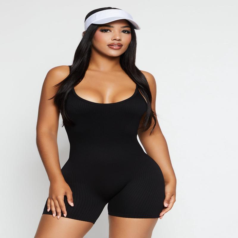Seamless Ribbed Low Back Cami Romper