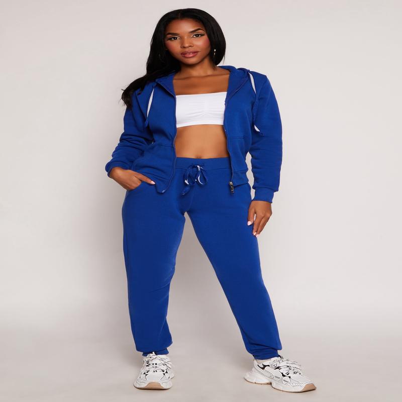 Fleece High Waist Drawstring Joggers