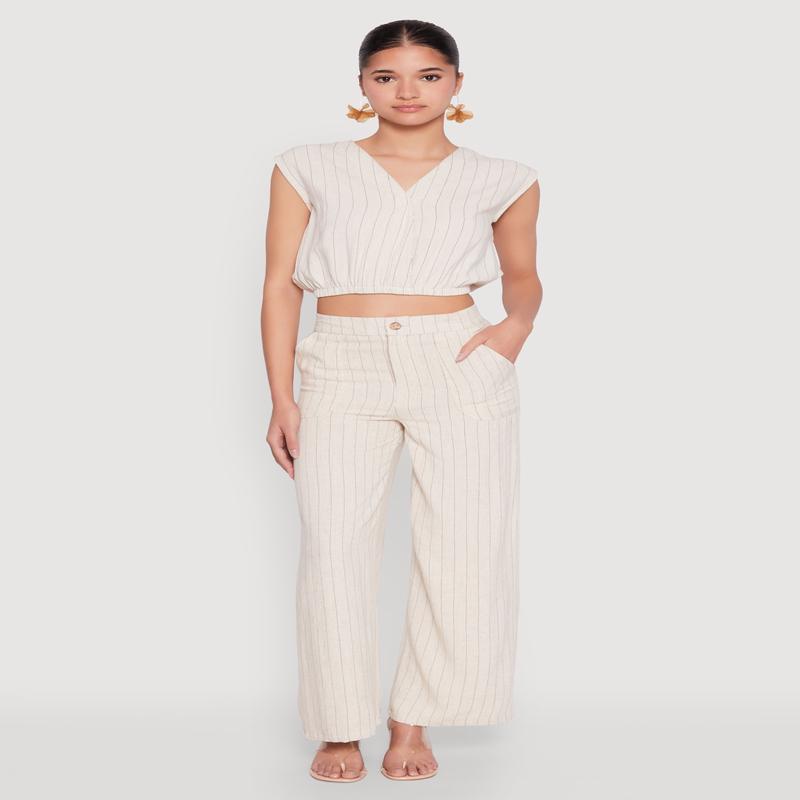 Linen High Waist Dress Pants