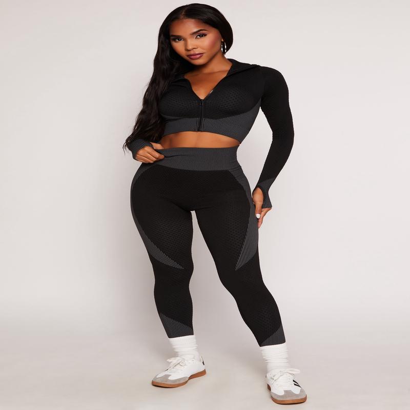 Seamless Textured Knit High Waist Leggings