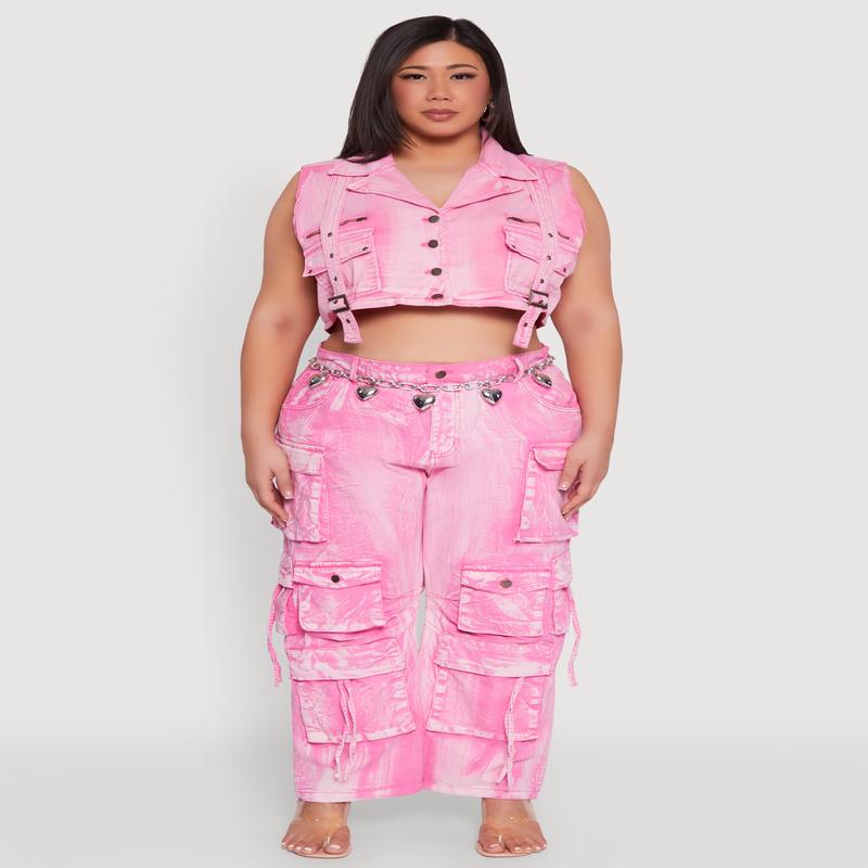 Plus Size Spoon Jeans Mineral Wash Cargo Jeans