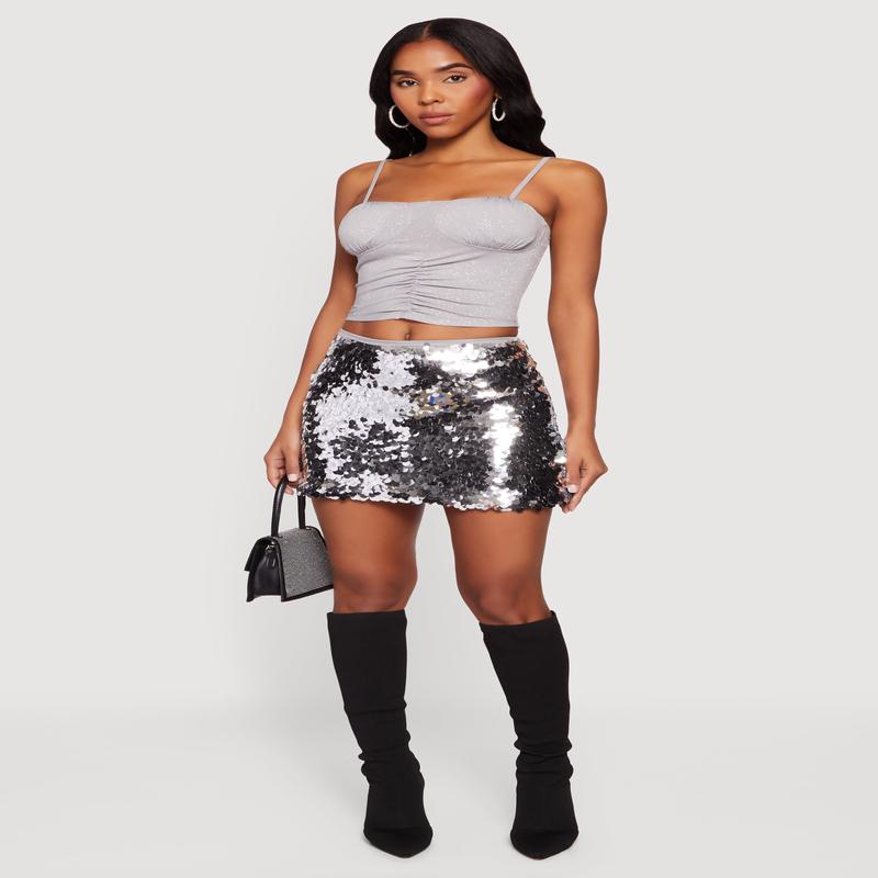 Glitter Ruched Front Cropped Cami Top