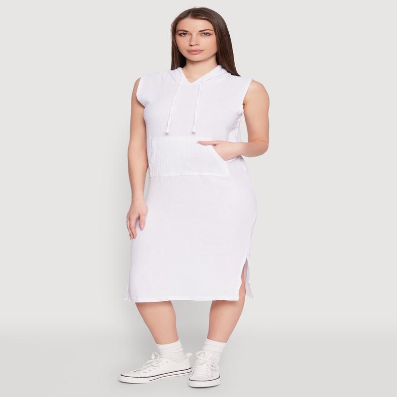 Gauze Knit Hooded Tank Dress