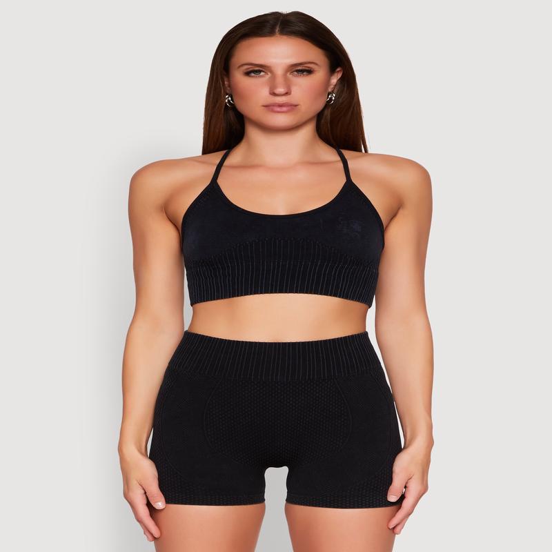 Seamless Ribbed Knit Sports Bra