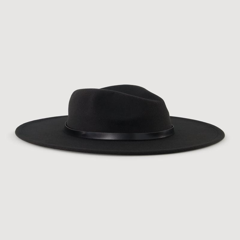 Felt Belted Trim Two Tone Brim Panama Hat
