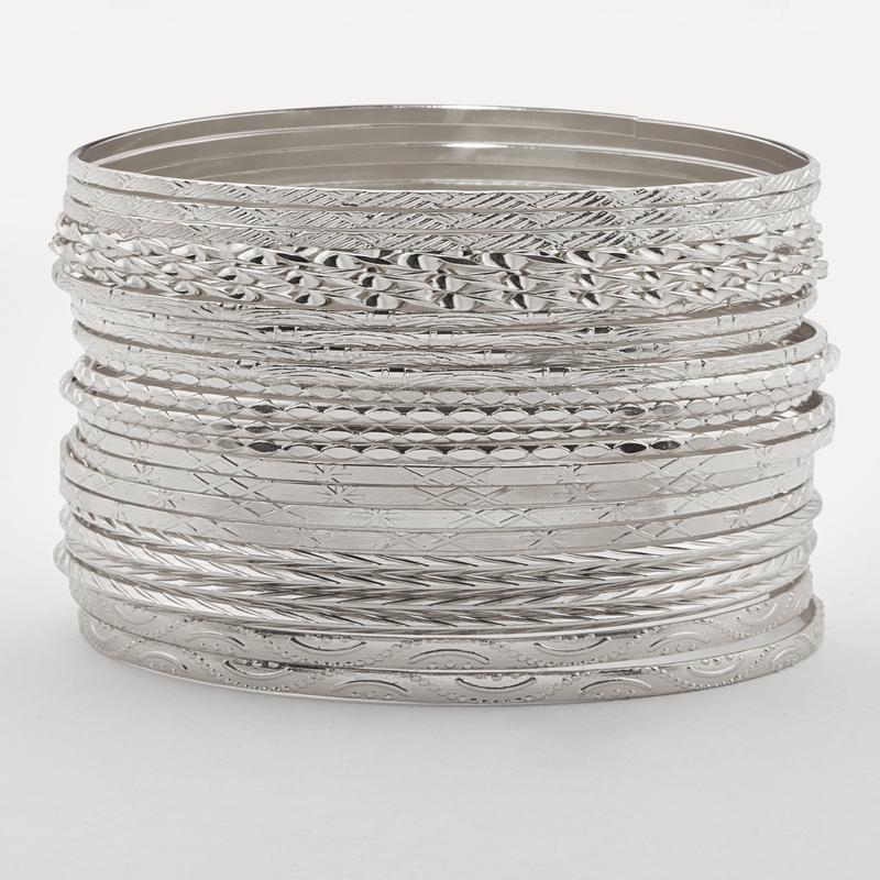 Plus Size Assorted Textured Metallic Bangles Set of 24